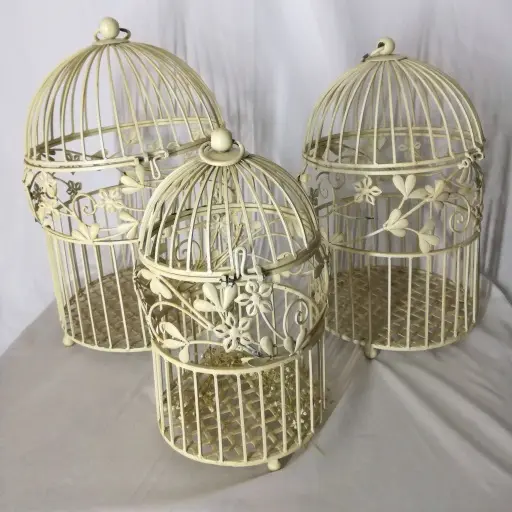 Three cream birdcages