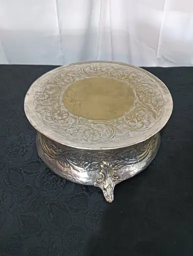 A silver cake stand